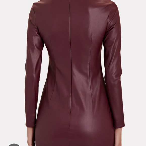 Staud NWT Plum Faux Leather Palettes Mini Dress Size 6 - Picture 2 of 12